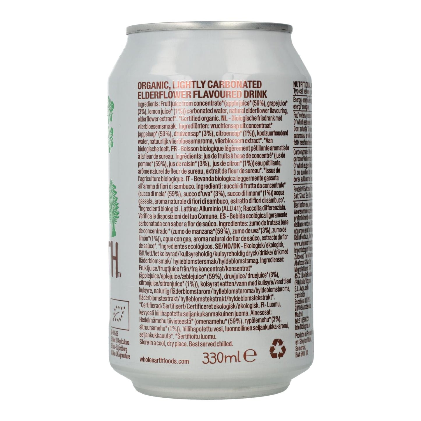 Refrigerante Bio de Sabugueiro Whole Earth 330ml