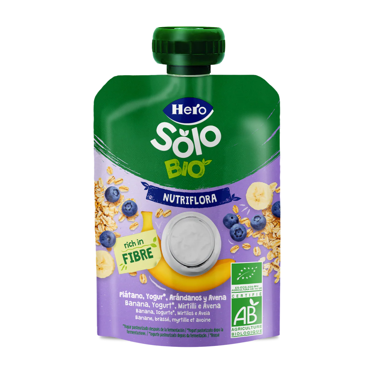 Nutri Flora Sabor Banana, Mirtilo, Iogurte e Aveia Saquetas 100g Hero Solo