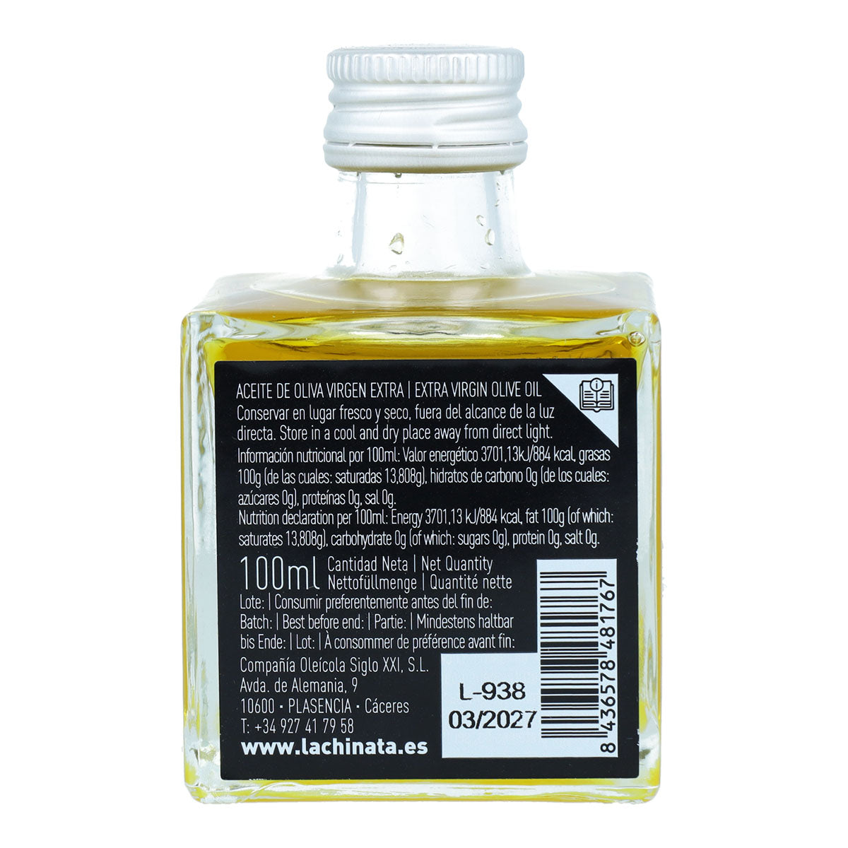 Azeite Virgem Extra Garrafa Quadrada 100 ml