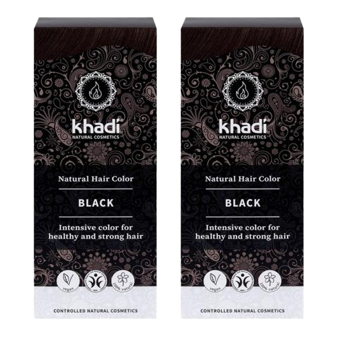 Embalagem de 2 corantes pretos naturais, Khadi, 100 g
