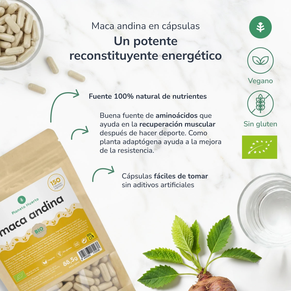 Organic Maca Planeta Huerto 150 cápsulas