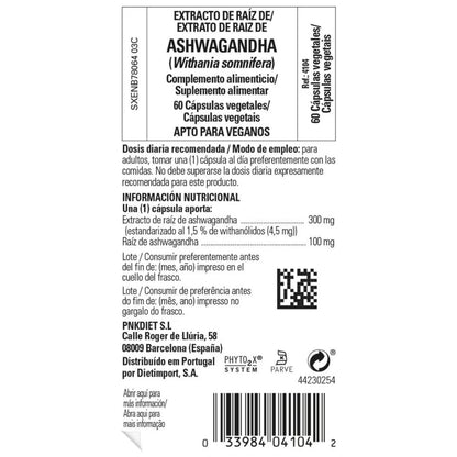 Embalagem 2 x Ashwagandha 60 cápsulas vegetais