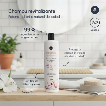 Champô intensificador de brilho com flor de hibisco e coco Planeta Huerto 500 ml