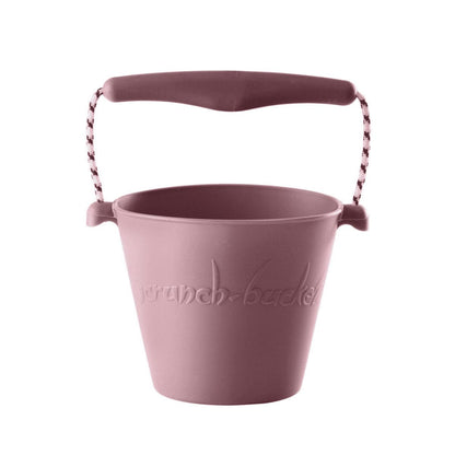 Balde de praia em silicone amassado rosa pastel