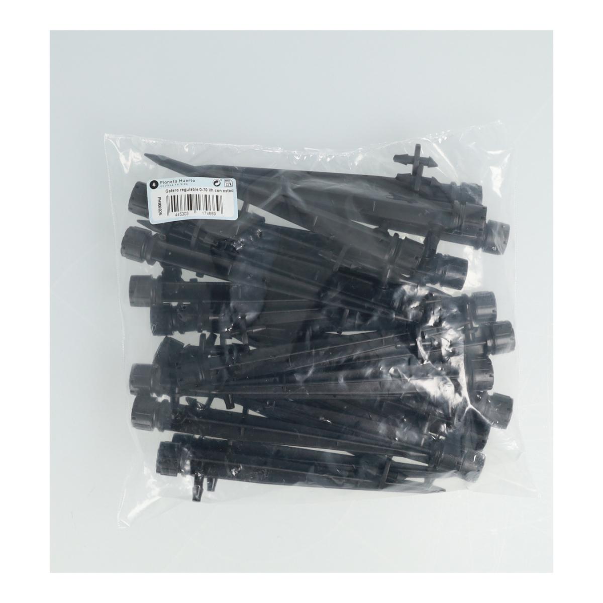 Gotejador regulável 0-70 l/h com estaca Planeta Huerto 25 unid.