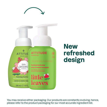 Sabonete líquido de mãos Super Leaves Kids, melancia e coco Attitude, 295ml