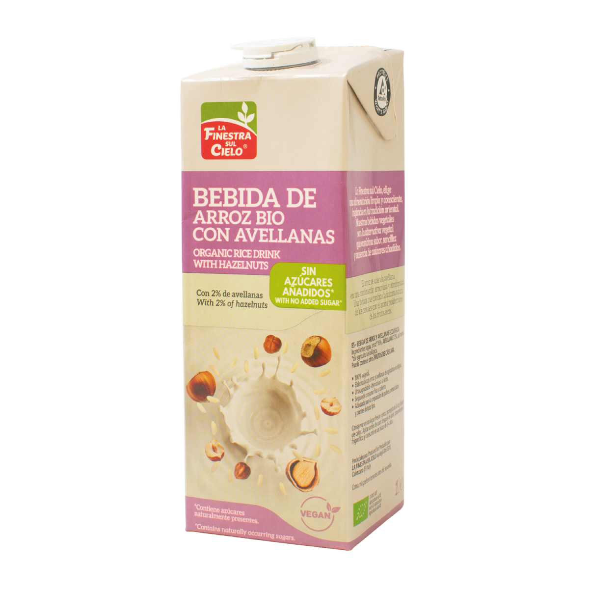 Bebida Biológica de Arroz com Avelã La Finestra Sul Cielo 1 L