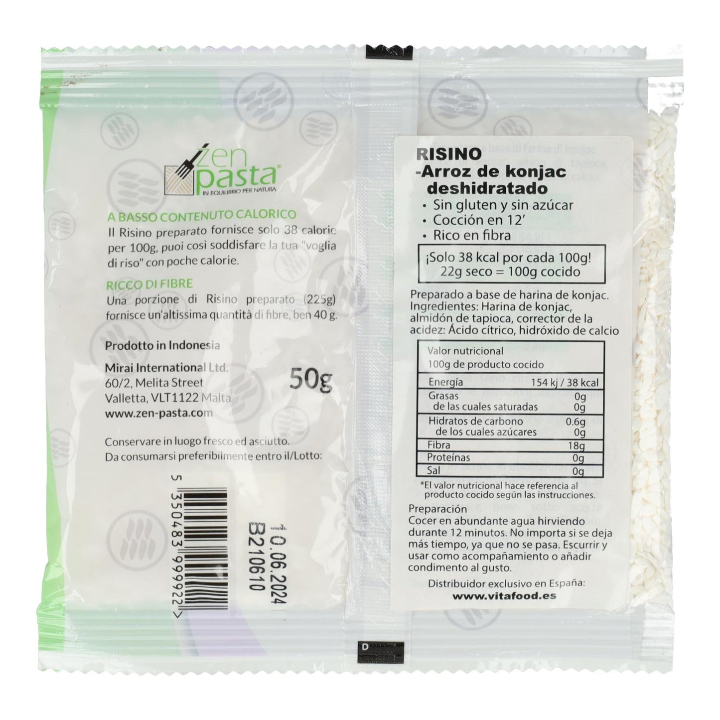 Massa Zen Arroz Konjac Desidratado "Risino" 200 g