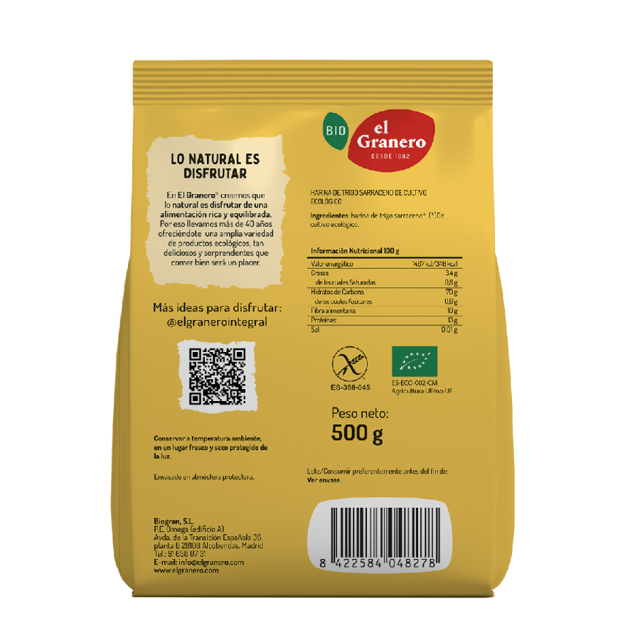 Farinha de Trigo Sarraceno Biológica El Granero 500 g