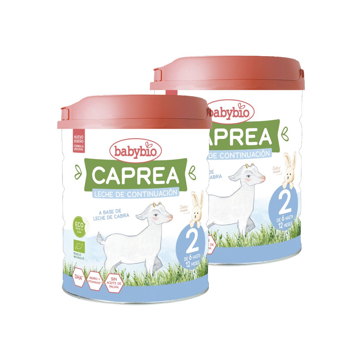 Embalagem de 2 Caprea 2 Leite de Cabra (6 a 12 meses) Biológico, 800 g. Babybio