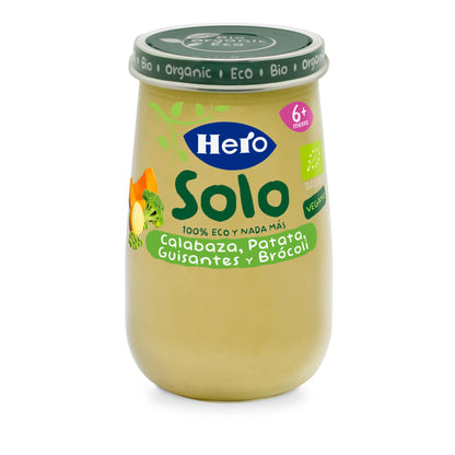 Pote de Abóbora, Batata, Ervilha e Brócolos Eco 190 g - Hero Solo