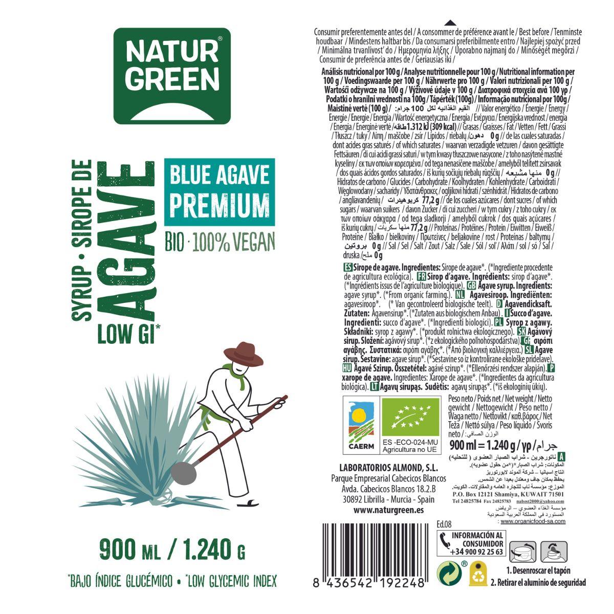 Xarope de Agave Premium Naturgreen 500 ml