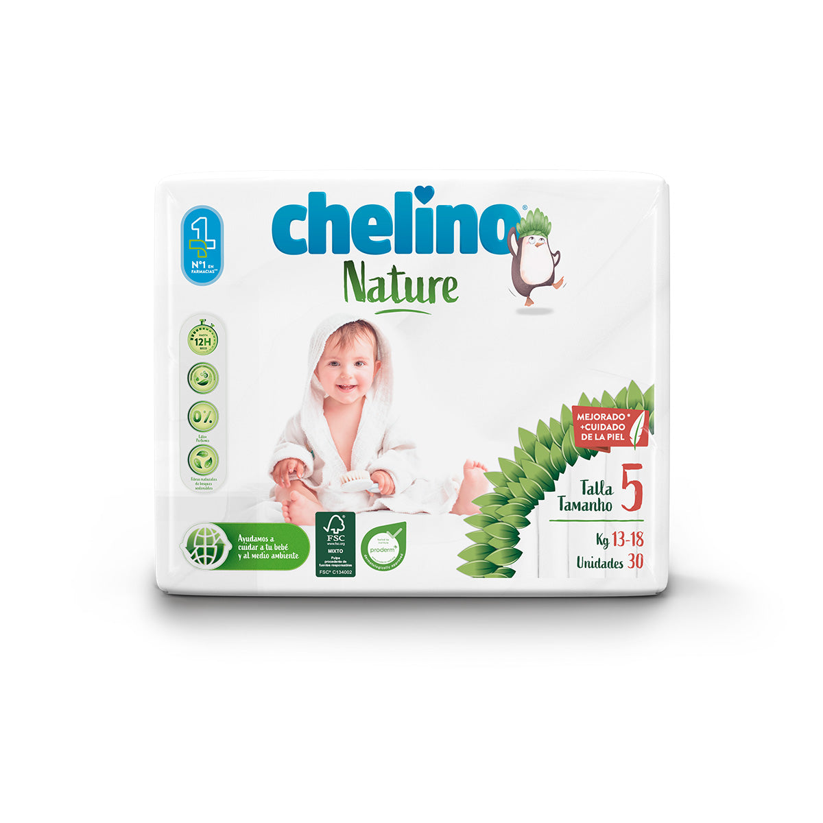Pack poupança fraldas T5 13-18 kg Chelino Nature 120 unidades