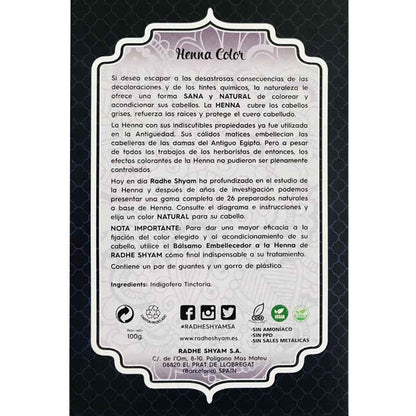 Henna em pó índigo Radhe Shyam 100 g