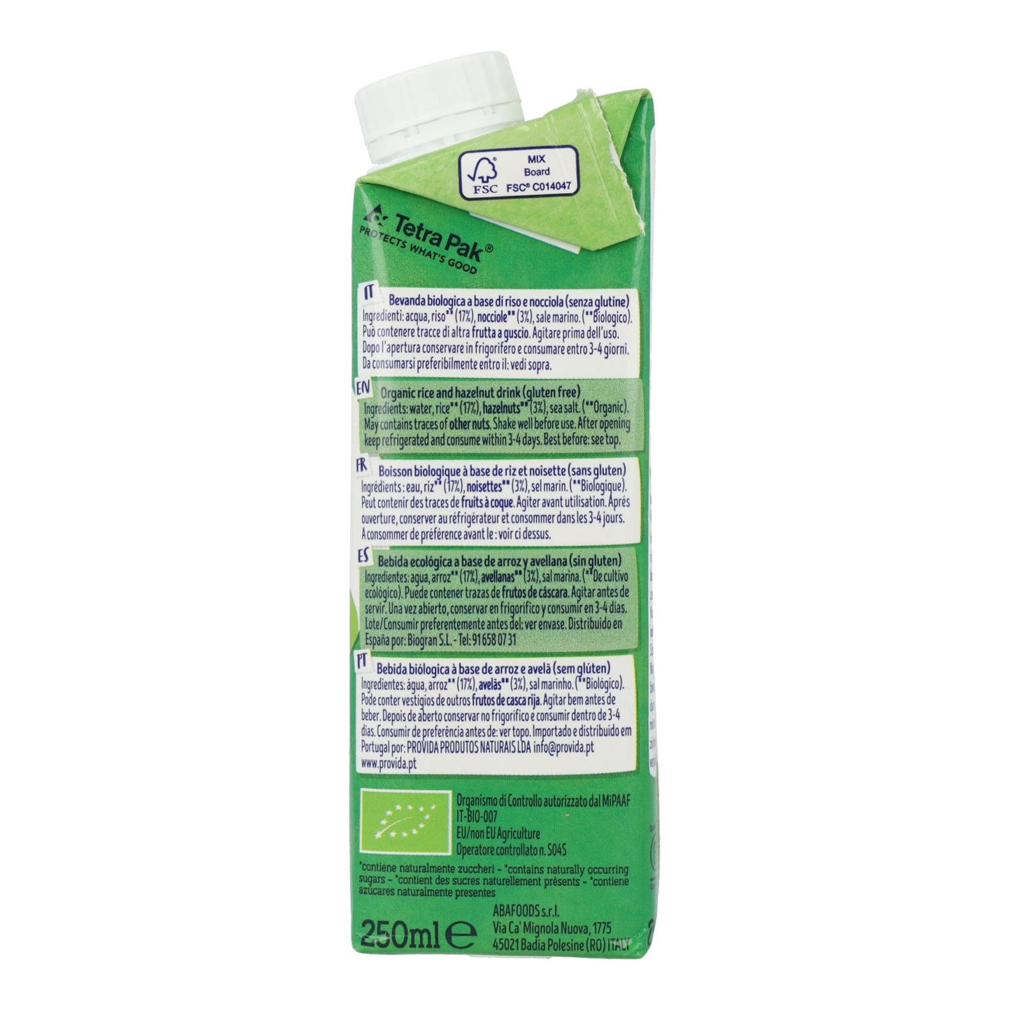 Bebida de Arroz e Avelã Biológica Isola Bio 250 ml