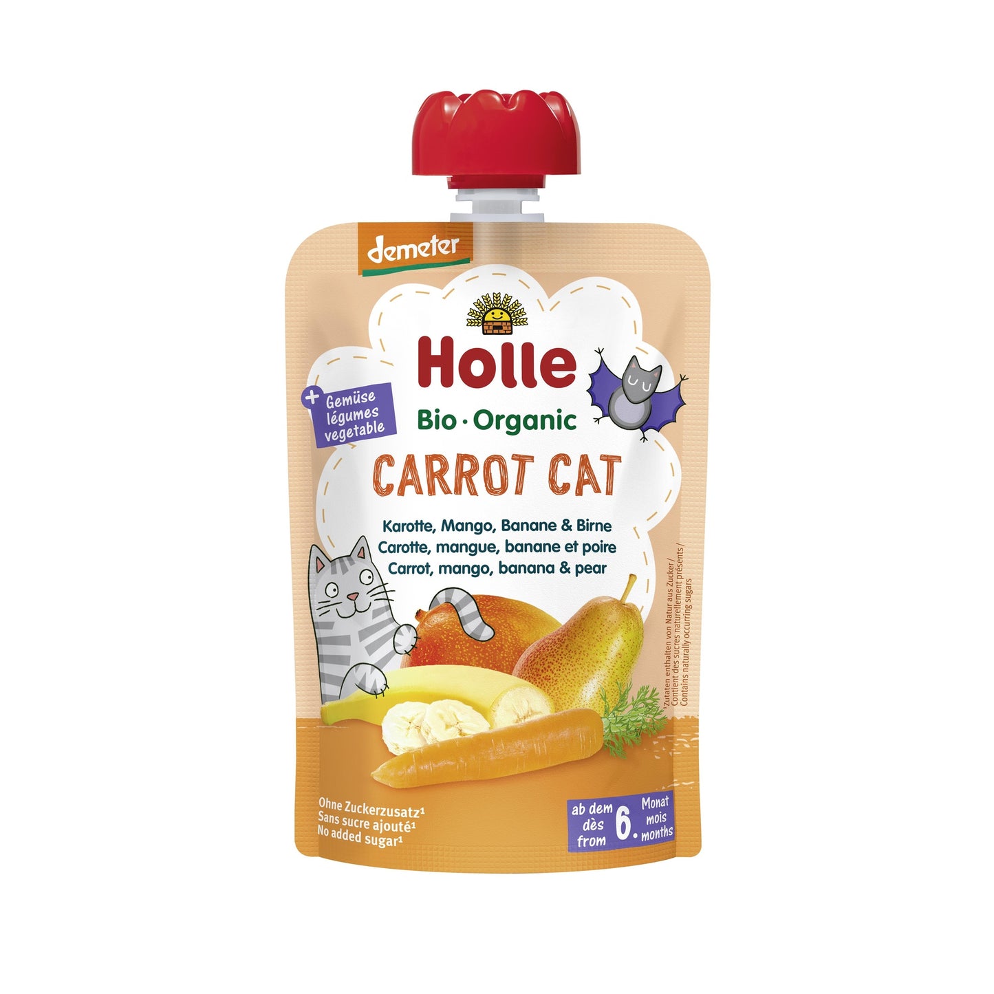 CARROT CAT - Cenoura, Manga, Banana e Pêra (+6 meses) Dem Holle 100g