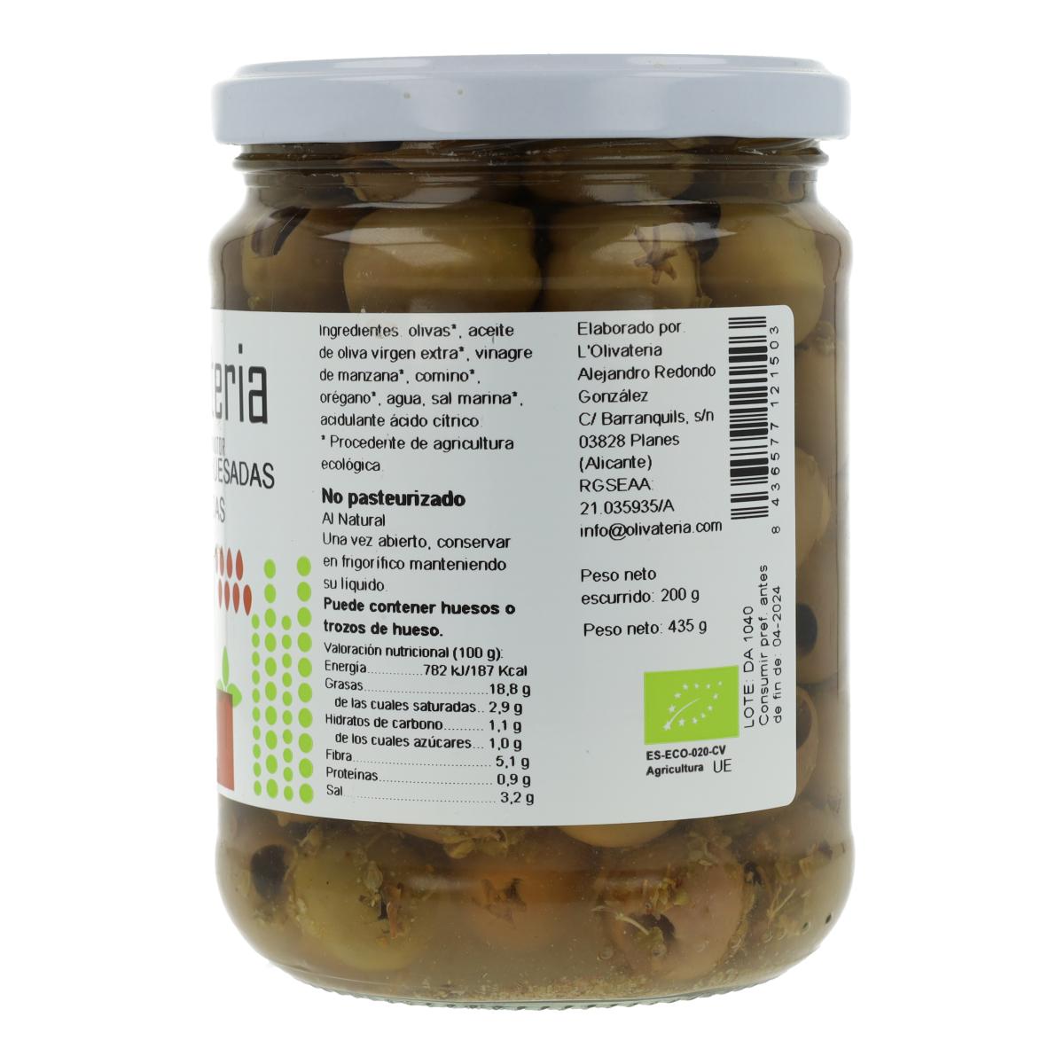 Olivateria 225g Azeitonas sem caroço temperadas Bio