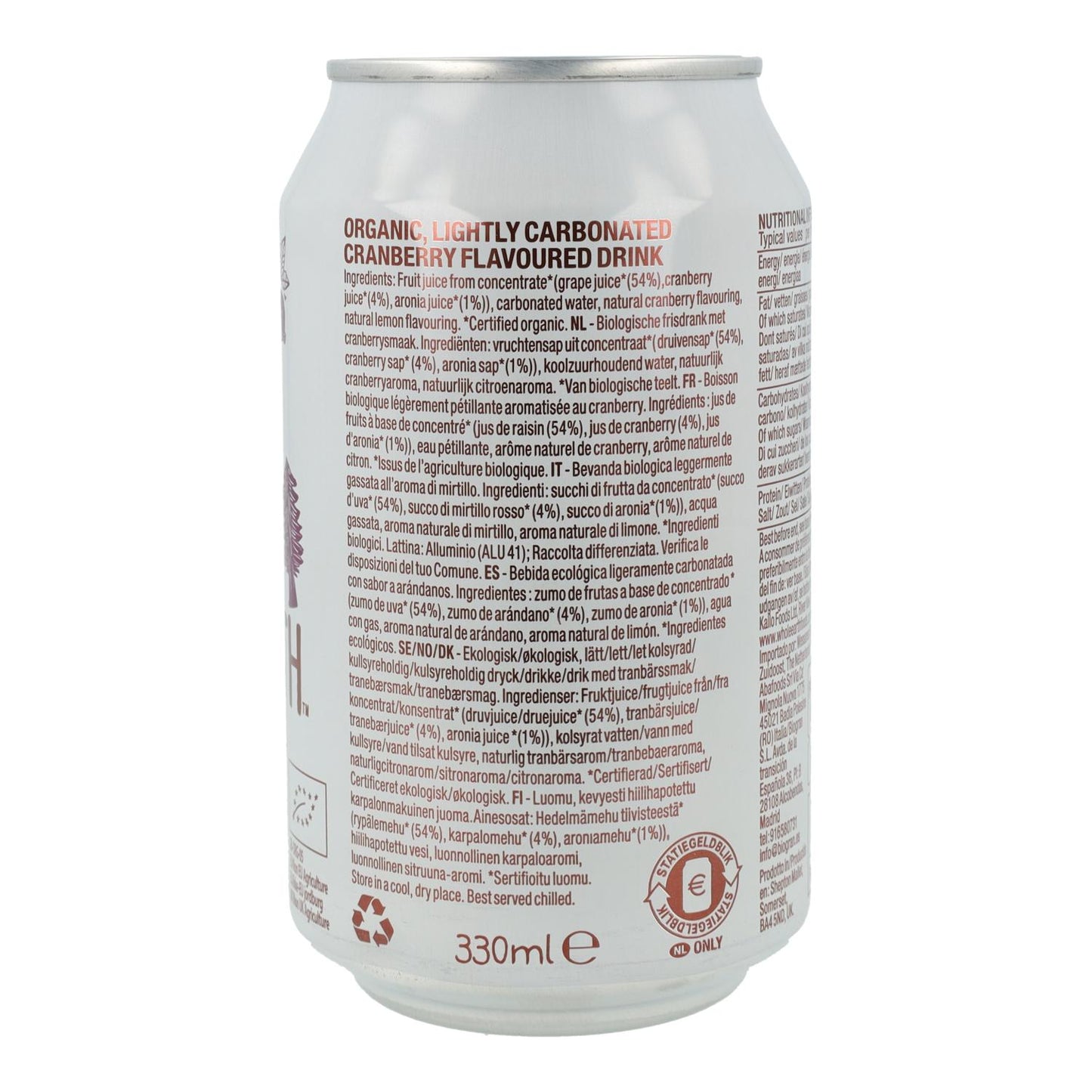 Refrigerante de mirtilo Whole Earth Bio 330ml
