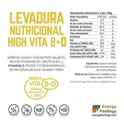 Pack 2x Energy Feelings levedura nutricional rica em vitamina D 1 kg