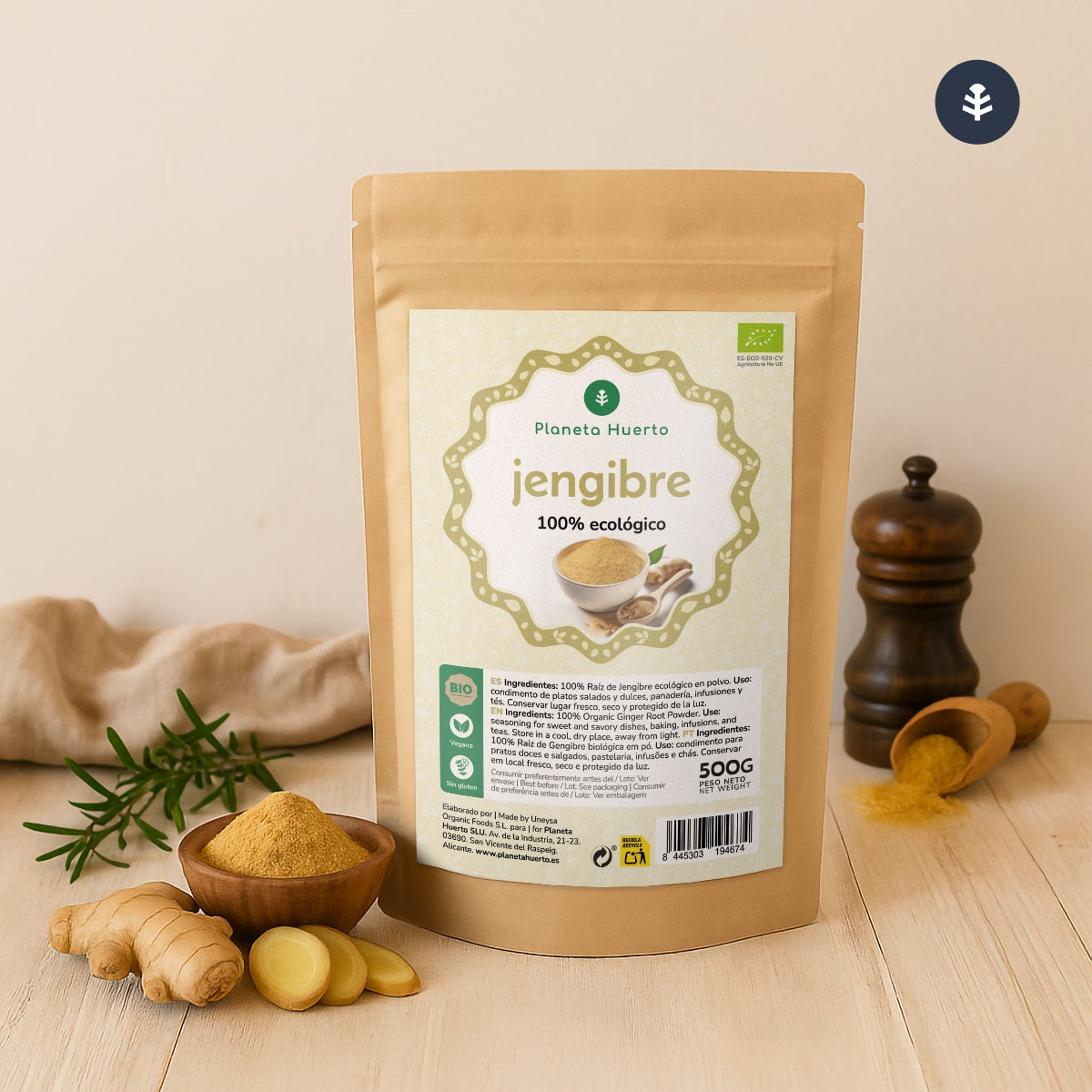 Gengibre em pó biológico Planeta Huerto 500 g
