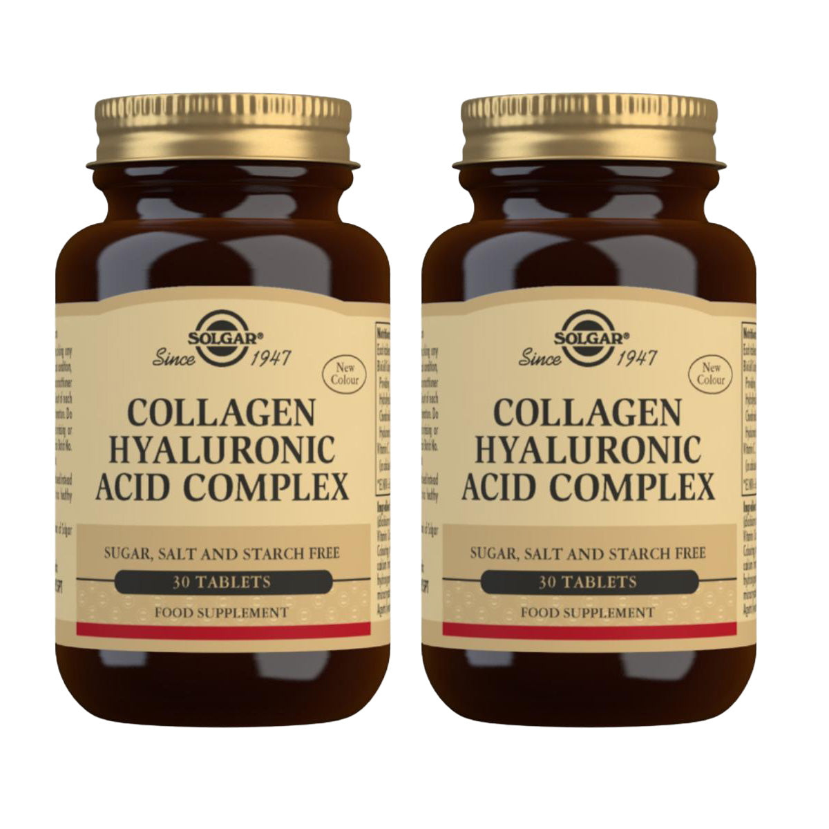 Embalagem 2x Complexo de colagénio ácido hialurónico 30 comp 120 mg - Solgar