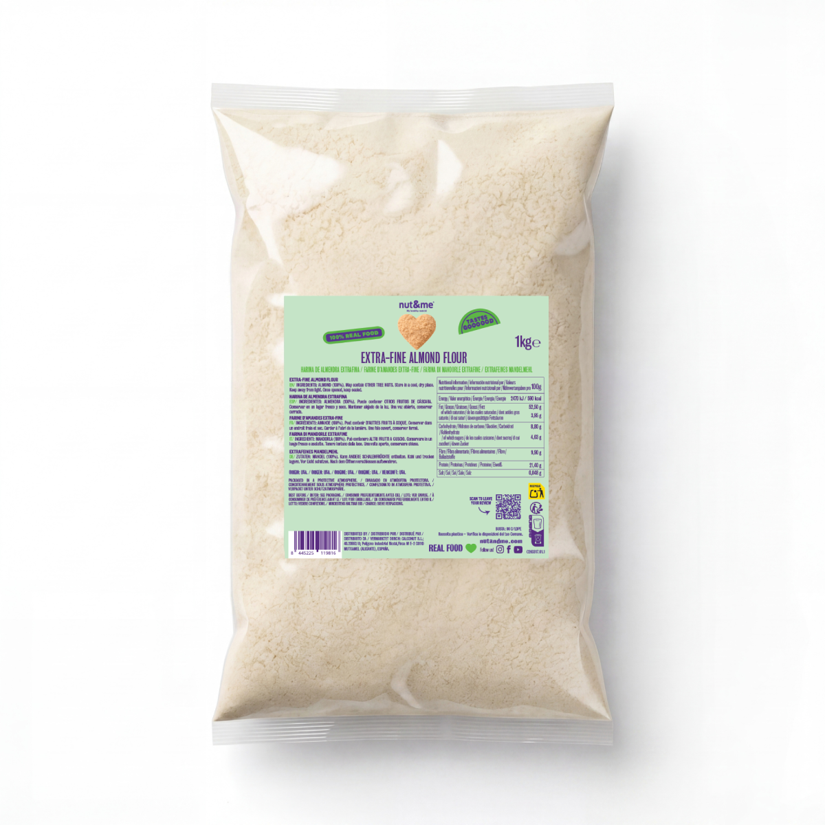 Farinha de amêndoa extrafina Realfooding (especial para pastelaria) Nut&amp;me 1 kg