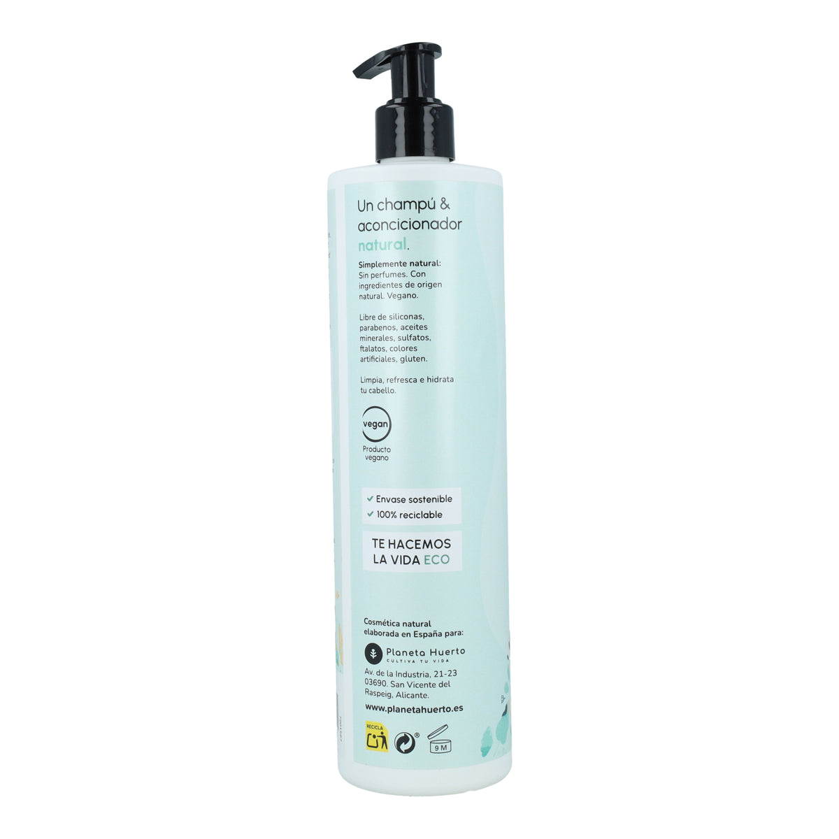 Champô e condicionador suavizantes sem fragrância Planeta Huerto para cabelos normais 500 ml