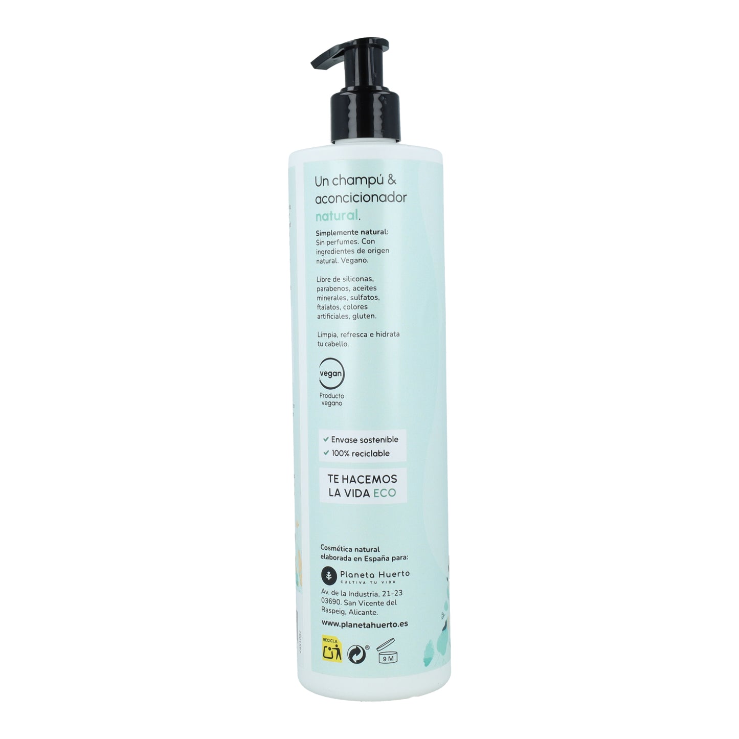 Champô e condicionador suavizantes sem fragrância Planeta Huerto para cabelos normais 500 ml