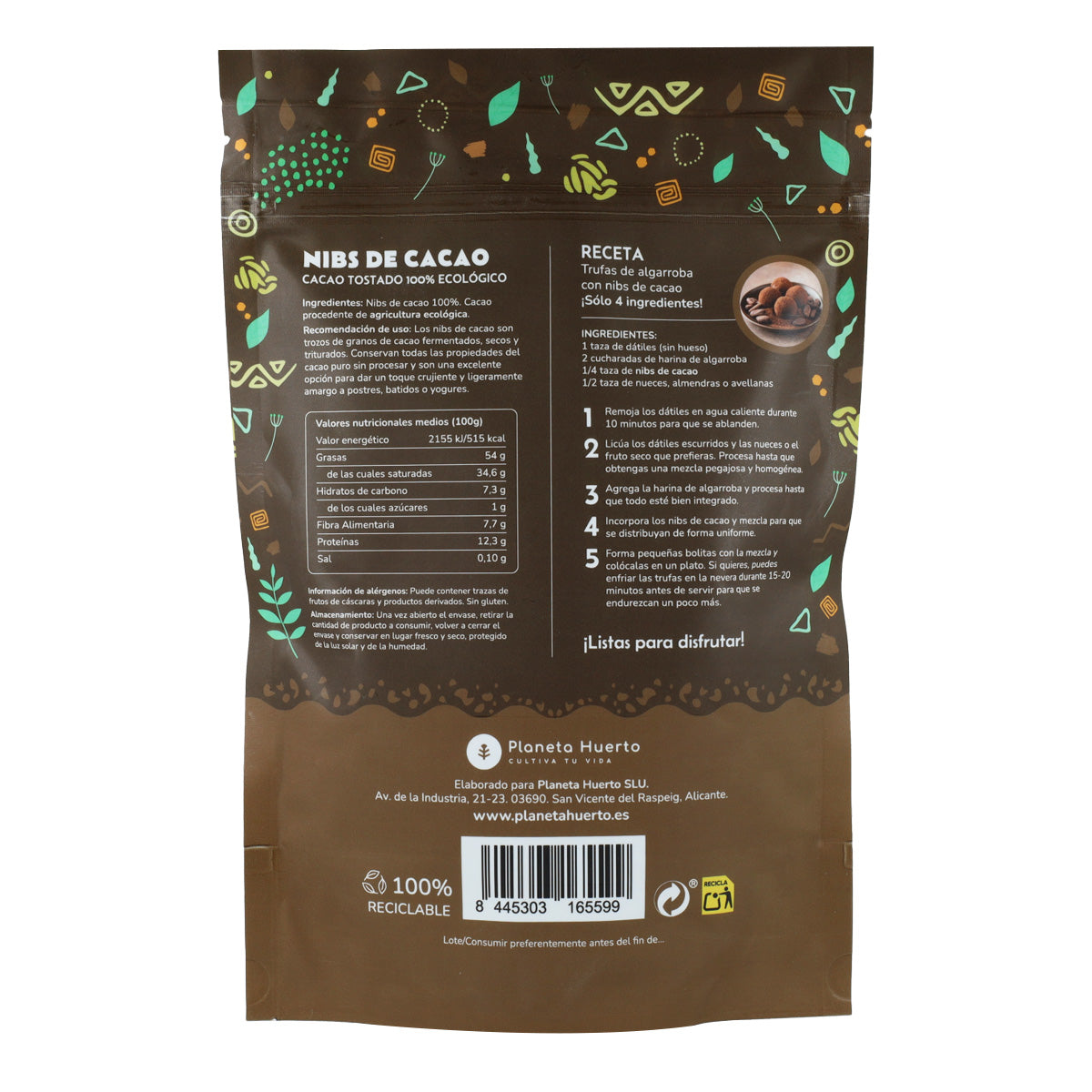 Nibs de cacau ECO Planeta Huerto 250 g