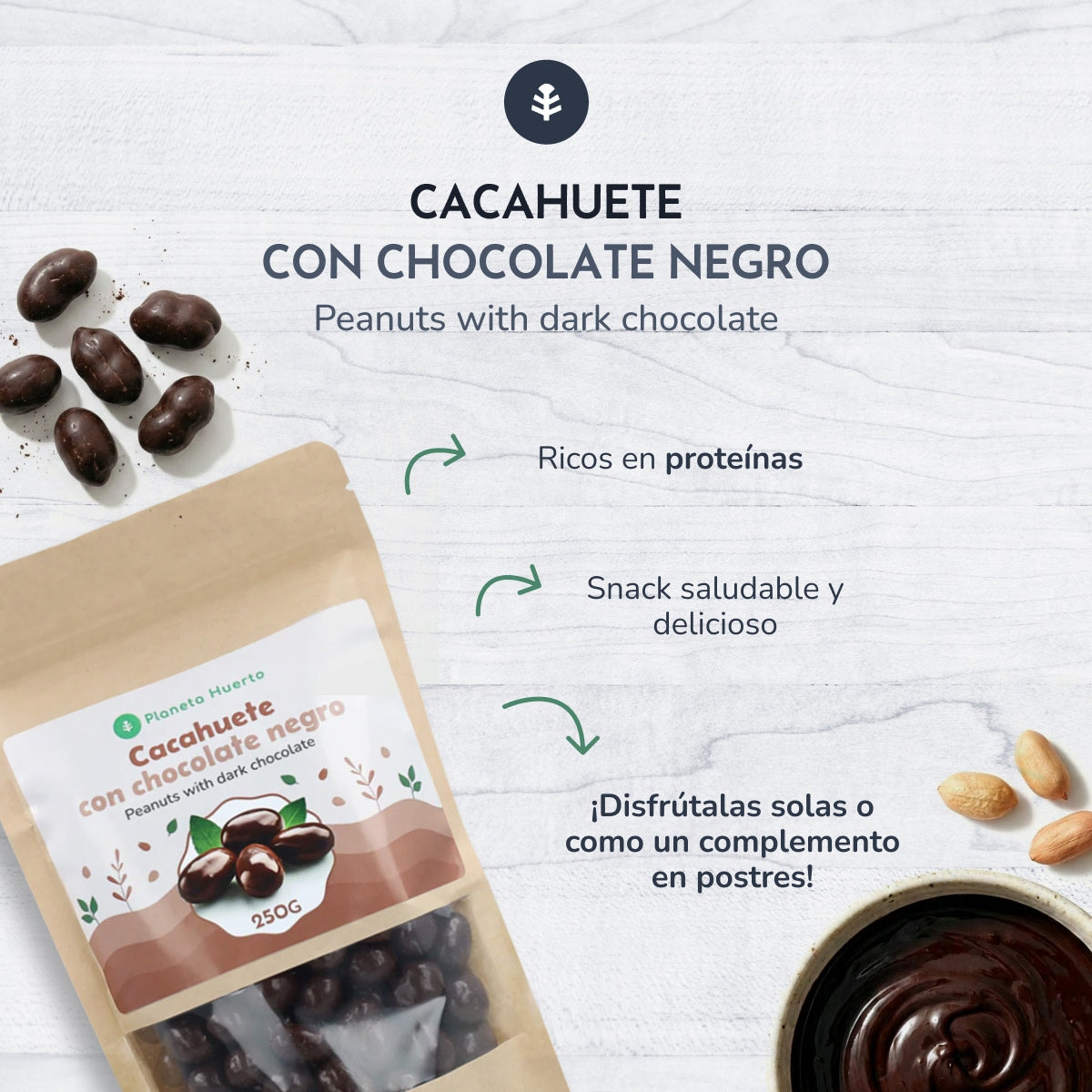 Planeta Huerto Amendoim Chocolate Negro 250g