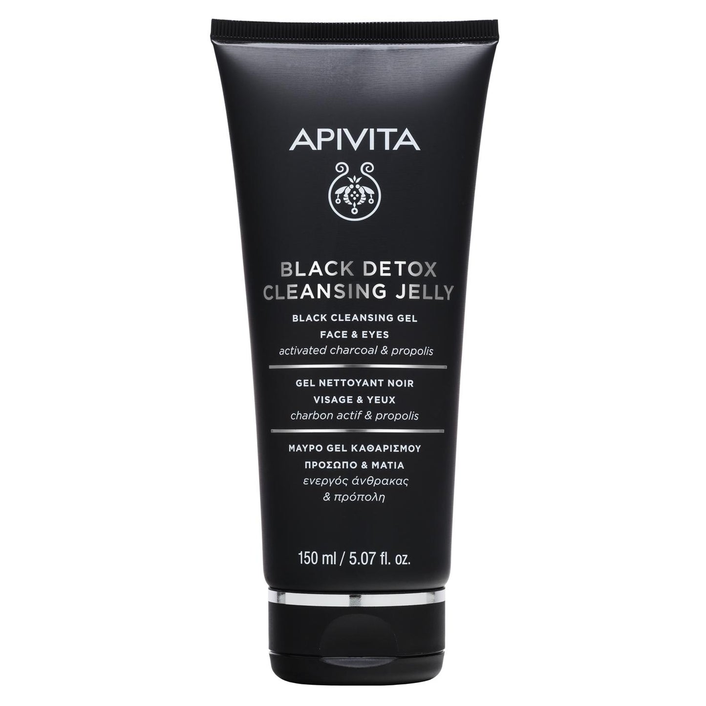 Gel de limpeza facial com carvão ativado Apivita 150 ml
