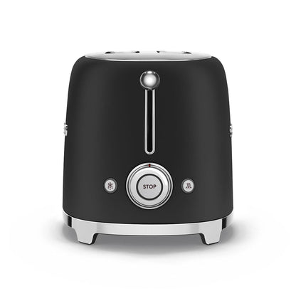 Torradeira SMEG com 2 compartimentos, estilo anos 50, preta mate