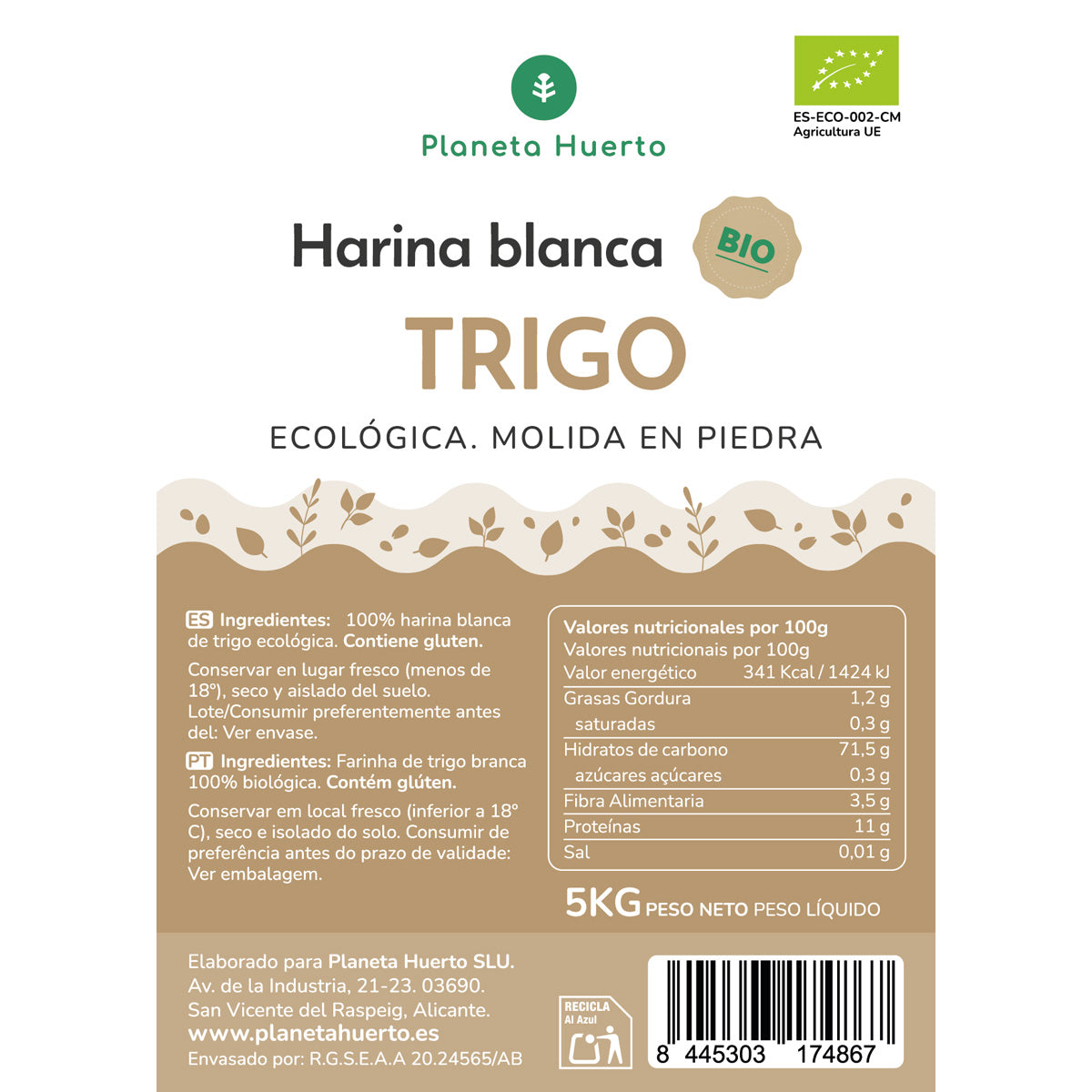 Farinha de Trigo Branco Eco Planeta Huerto 5 Kg