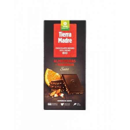 Barra de chocolate negro 55% amêndoa laranja BIO Tierra Madre 100 g