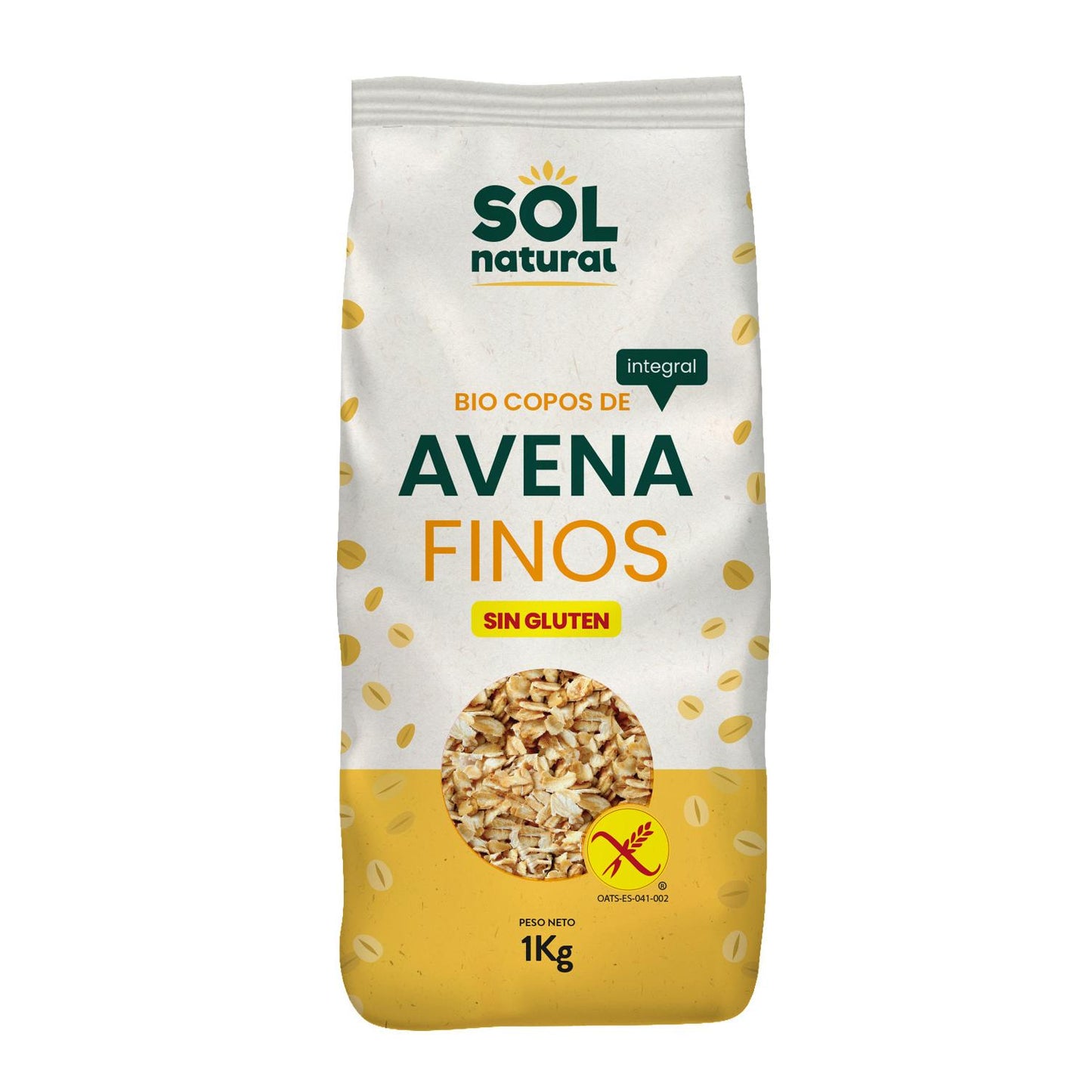 Flocos de Aveia Integral Finos Biológicos Sem Glúten Sol Natural 500g