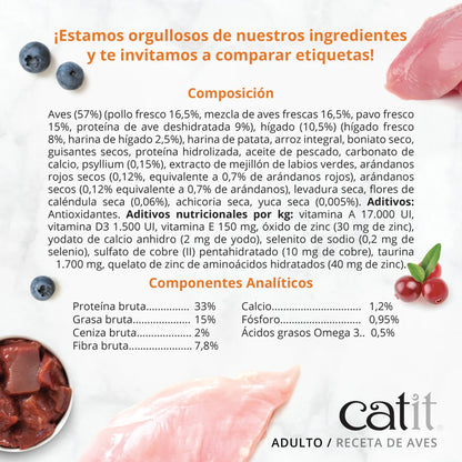 Pienso para gatos adultos con aves Recipes 2 kg Catit