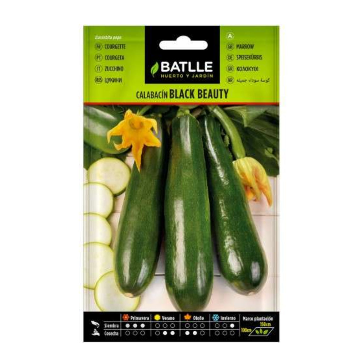 Cultivers Batlle de sementes de curgete Black Beauty