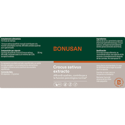 Extrato de Crocus sativus Bonusan 60 cápsulas