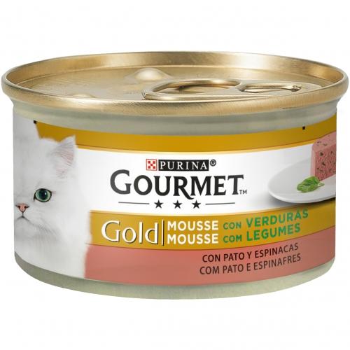 Embalagem 24 x GOURMET GOLD Mousse Comida Húmida Pato e Espinafres 85 g