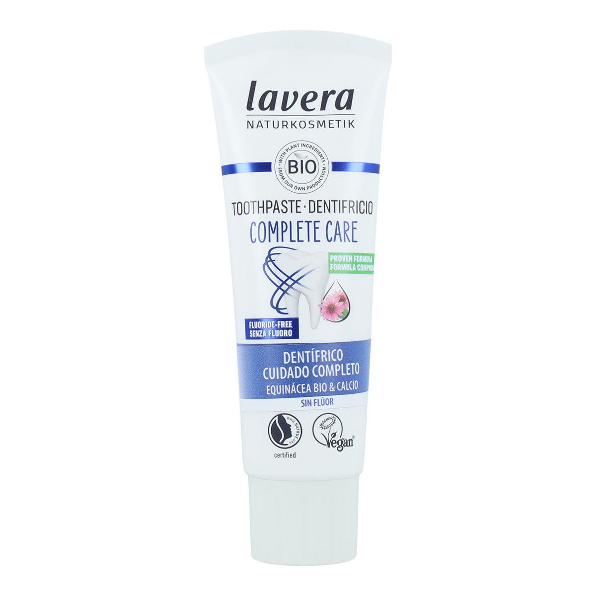 Pasta de dentes cuidado completo sem flúor, equinácea BIO e cálcio, Lavera 75 ml
