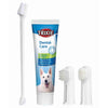 Conjunto de higiene dentária Trixie, pasta de dentes e escovas de dedo