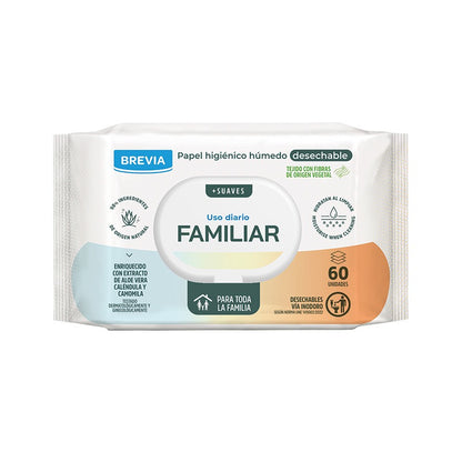 Papel Higiénico Húmedo Familiar Brevia 60 uds
