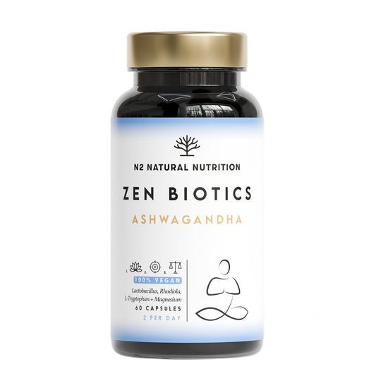 Zen Biotics Ashwagandha + Rhodiola 30 días Relajación N2 Natural Nutrition 60 cápsulas