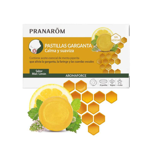 Pastilhas para a garganta de mel/limão Pranarom 24 pastilhas