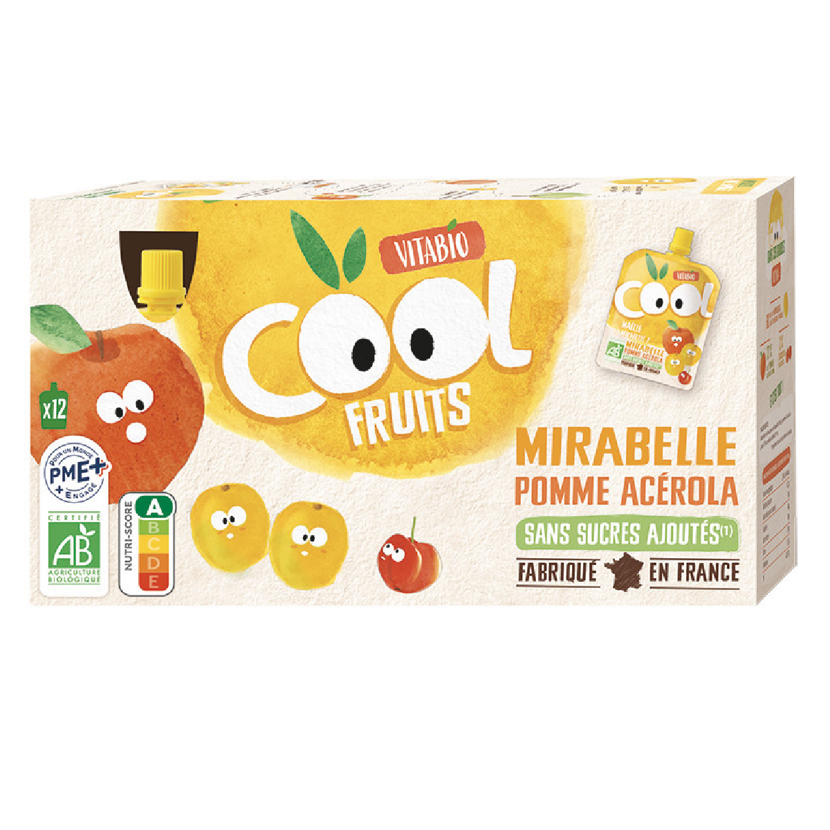Pack de 12 Frutas Legais Maçã Pêssego Damasco 90g VITABIO