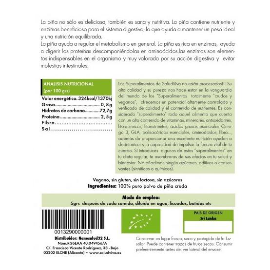 Pó de Ananás Biológico Salud Viva 125 g
