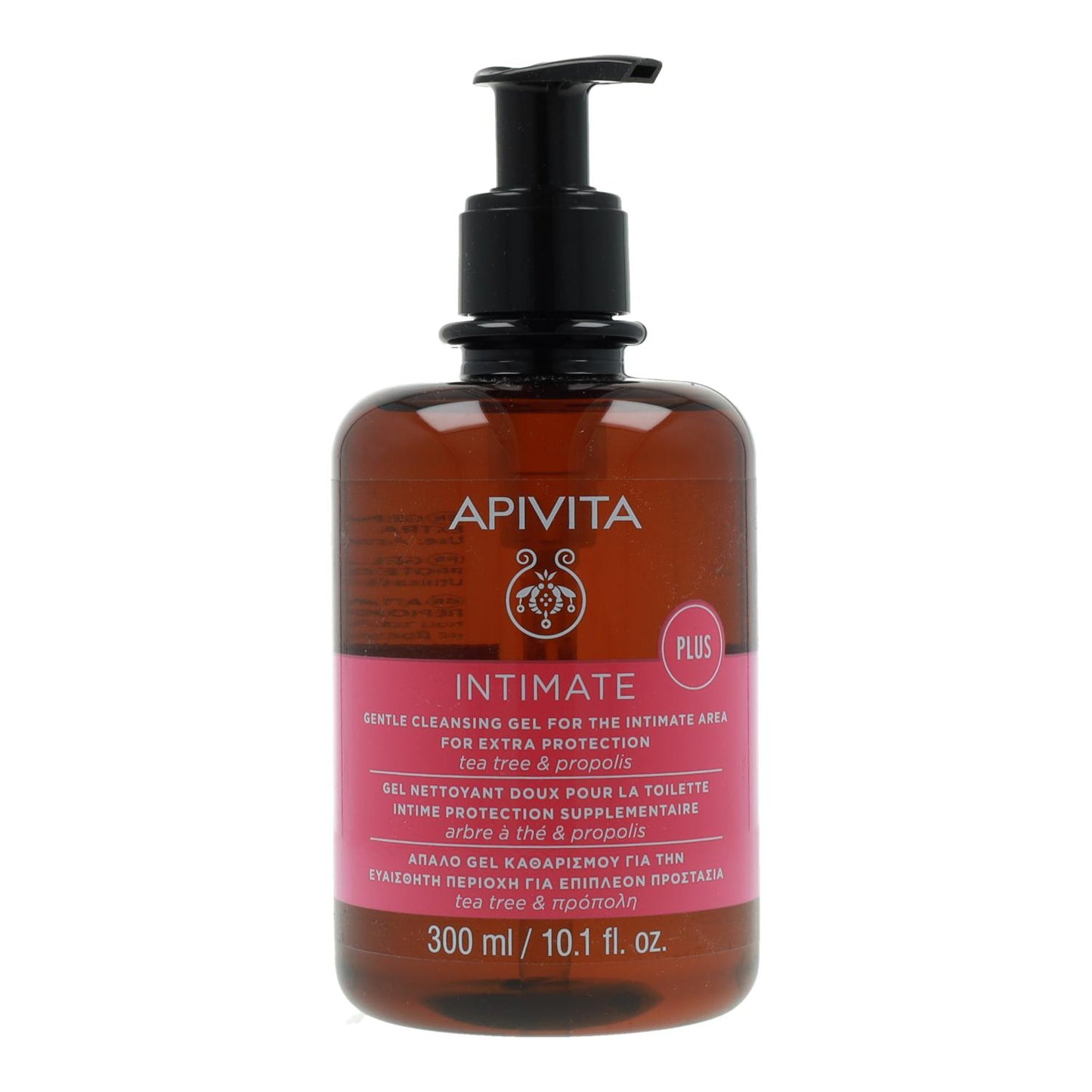 Novo gel de limpeza suave para a zona íntima com proteção Extra Plus Apivita 300 ml