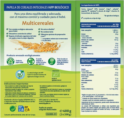 Papa Orgânico Multigrãos HiPP +6 Meses 400g