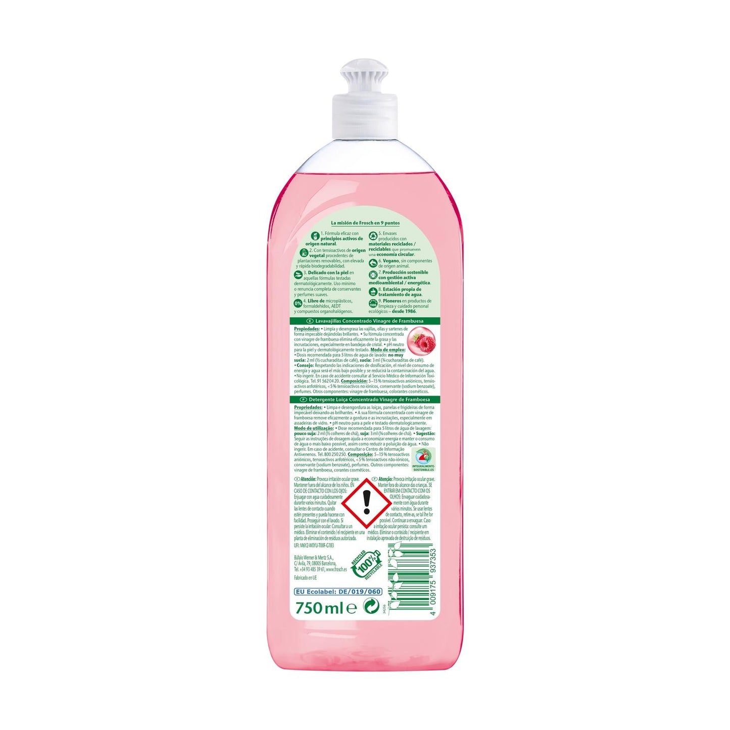 Detergente para máquina de lavar loiça Frosch framboesa 750 ml