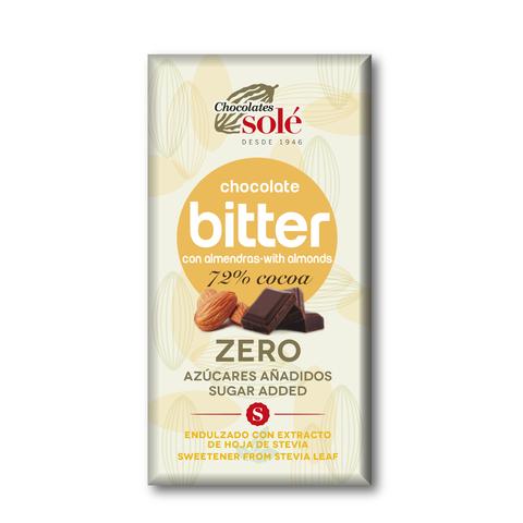 Barra de Chocolate 72% com Stévia e Amêndoas Negras 100g Solé